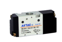 AIRTAC CONTROL VALVE, 3A1 SERIES, SINGLE SOLENOID&lt;BR&gt;3 WAY 2 POSITION N.C.AIR PILOTED, 1/8&quot;NPT, NONE